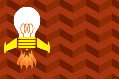 Front view launching bulb rocket fire base. Starting new project. Creative work Stock Illustration
