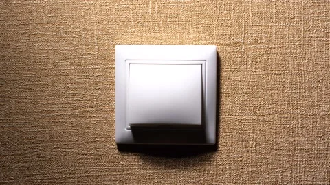 Front View Light Switch in the Wall. Nobody. Light movement. Close-up Video stock 150445633
