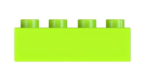 Front View of a Lime Green Plastic Lego Brick Isolated on a White Background Stock Illustration