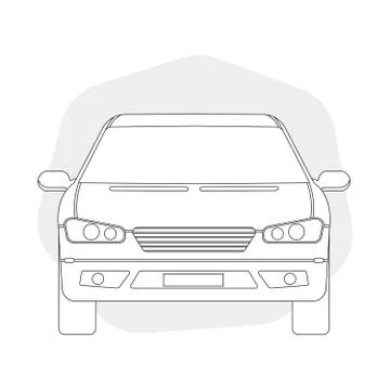 Front view line outline car vector illustration 스톡 일러스트