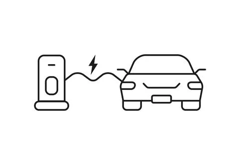 Front view linear car with charger Stock Illustration