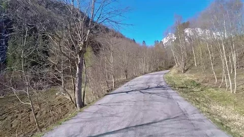 Front view of little road through Norway forrst in Trolltunga 動画素材 90482691
