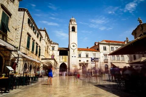 A front view at long time exposure from Dubrovnik's bell tower Stock Photos