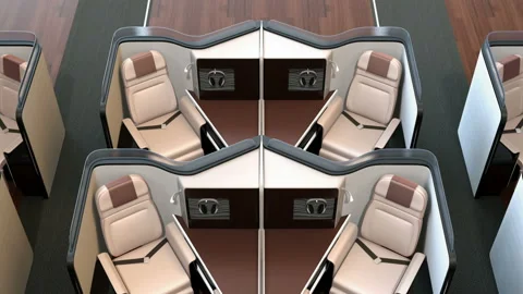 Front view of luxury business class suites interior Stock Footage 96225577