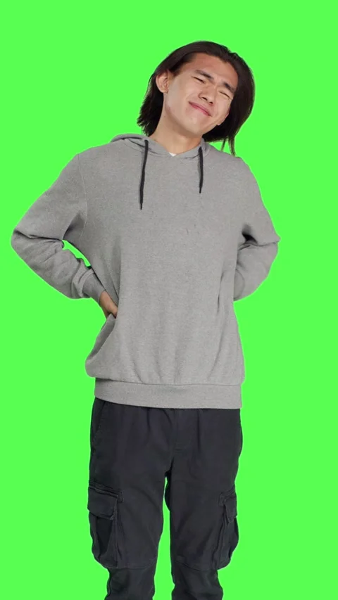 Front view of male model suffering from back pain Stock Footage 255242367