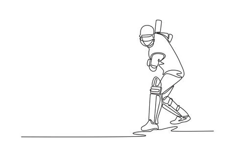 Front view of man cricketer hitting the ball with bat for match Illustrazione stock
