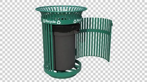 Front View of Manhattan Style Metal Recycle Bin with Open Door Stock Illustration