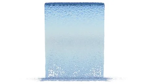 Front view of a Medium wall of large Water flow with some splashes on white Stock Illustration