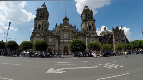 Front view of the metropolitan cathedral of Mexico City. Stock Footage 114259112