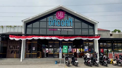 Front view of Mie Gacoan restaurant Stock Footage 284905332