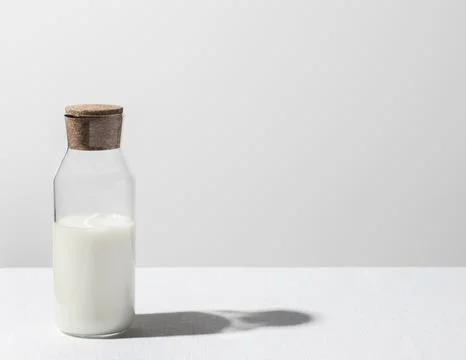 Front view milk bottle with copy space Stock Photos