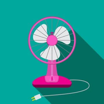 Front view of mini electric fan for home with button Stock Illustration