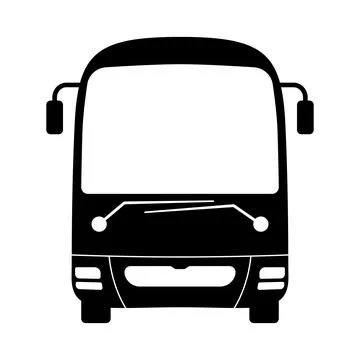Front View of a Modern Bus Black and White Vector Illustration Stock Illustration