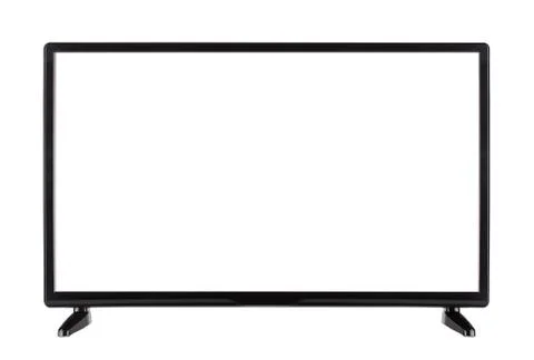 Front view of modern empty black flat screen TV Stock Photos