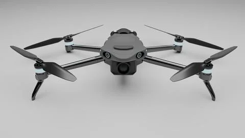 Front view of modern quadcopter drone render on white Stock Illustration