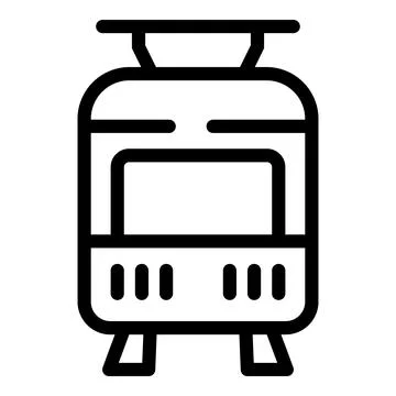 Front view of modern tram or train running on rails icon Stock Illustration