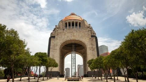 Front view of the Monument to the Revolution. Stock Photos