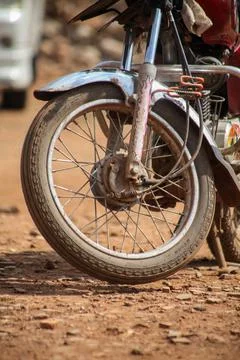 The front view of the the motor cycle tyre Stock Photos