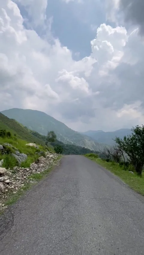 Front View Motorcycle Ride on Scenic Mountain Road in Abbottabad KPK Pakistan 스톡 동영상 343613996