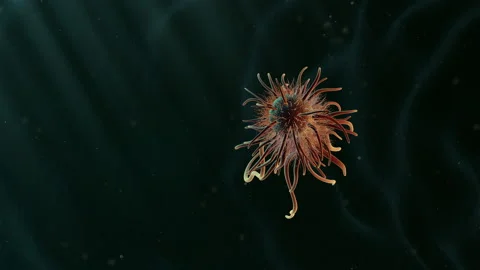 Front view of a moving Single bacterium in high detail Stock Footage 234346910
