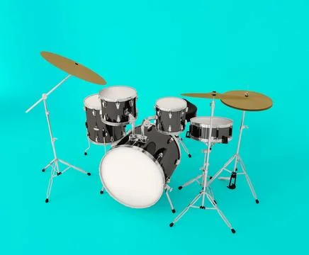 Front view of a musical drum set on a clear background Stock Illustration