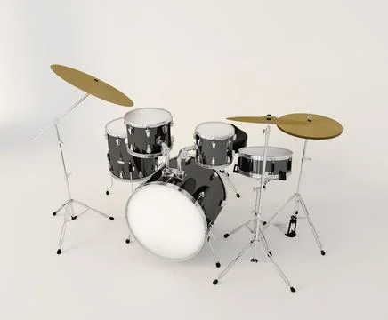 Front view of a musical drum set on a clear background Stock Illustration