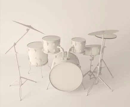 Front view of a musical drum set on a clear background Stock Illustration
