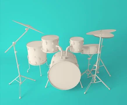 Front view of a musical drum set on a clear background Stock Illustration