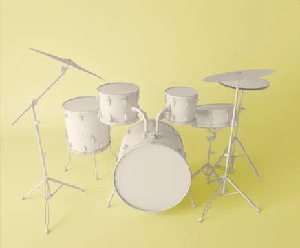 Front view of a musical drum set on a clear background Stock Illustration