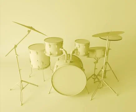 Front view of a musical drum set on a clear background Stock Illustration