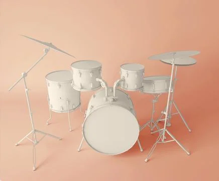 Front view of a musical drum set on a clear background Stock Illustration