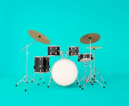 Front view of a musical drum set on a clear background Foto stock