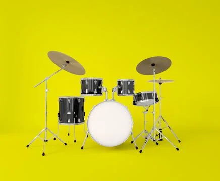 Front view of a musical drum set on a clear background Stock Photos