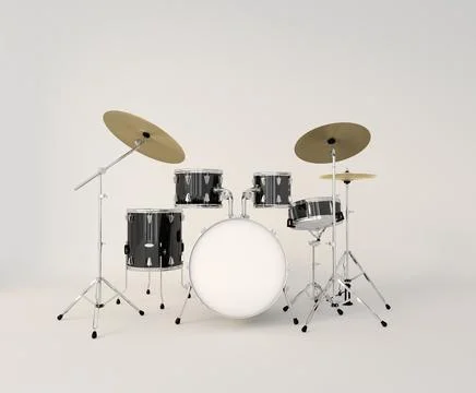 Front view of a musical drum set on a clear background Stock Photos