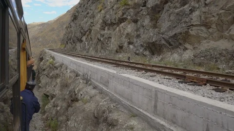 Front view at a narrow part outside the Devils Nose train Stock Footage 112417857