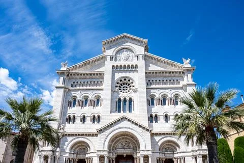 Front view to Notre-Dame in Monaco-Ville Stock Photos
