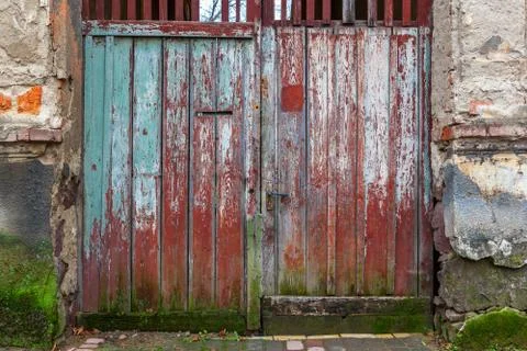 Front view of an old gate. Stock Photos