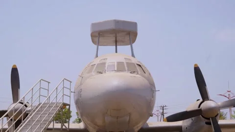 Front view of Old Indian Military Aircraft Stock Footage 272506580
