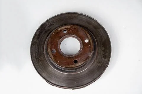 Front view of old rusty brake discs Stock Photos
