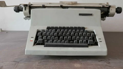 Front View Of Old Vintage Typewriter, Close Up. Stock Footage 129690776