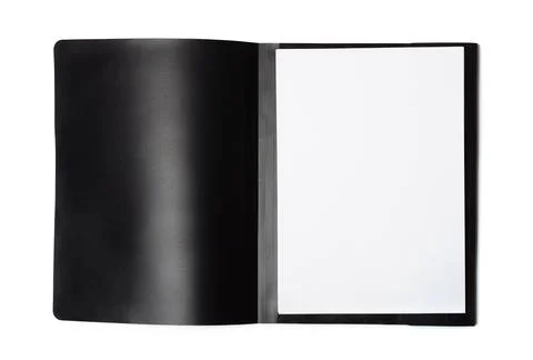 Front view of open file folder with blank paper sheets Stock-Fotos