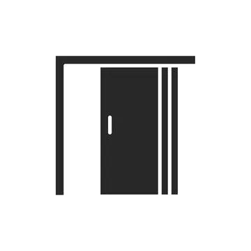 Front view open folding doors color line icon. Isolated vector element. Stock Illustration