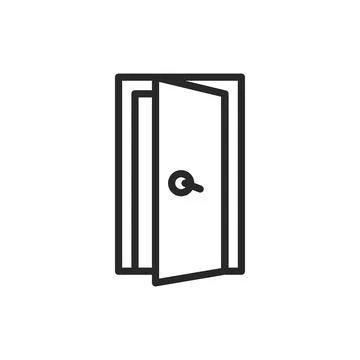 Front view open interroom door color line icon. Isolated vector element. Stock Illustration