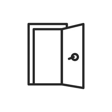 Front view open interroom door color line icon. Isolated vector element. Stock Illustration
