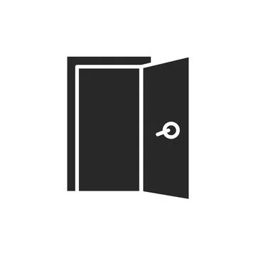 Front view open interroom door color line icon. Isolated vector element. Stock Illustration