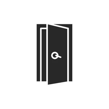 Front view open interroom door color line icon. Isolated vector element. Stock Illustration