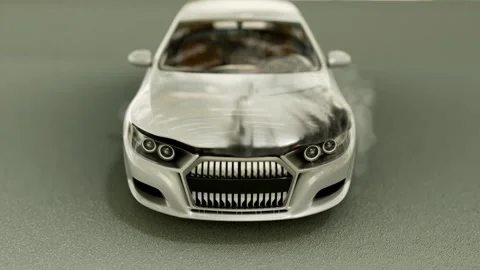 Front View Overheated Car Engine Emitting Heat Distortion Stock Footage 336589280