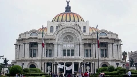 Front view of the palace of fine arts, during the celebrations of September 15 Stock Footage 165239975