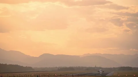Front view of passenger airplane taking off at Ljubljana Airport, Slovenia Stock Footage 163810814
