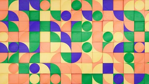 Front view to pattern from simple geometric shapes in Bauhaus style. Stock Photos